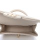 CHANEL Caviar Quilted Mini Top Handle Rectangular Flap Beige