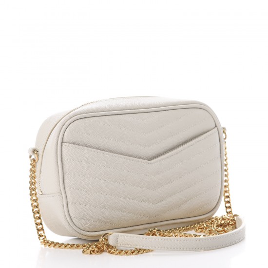 YSL Grain De Poudre Matelasse Monogram Mini Lou Camera Bag Crema Soft