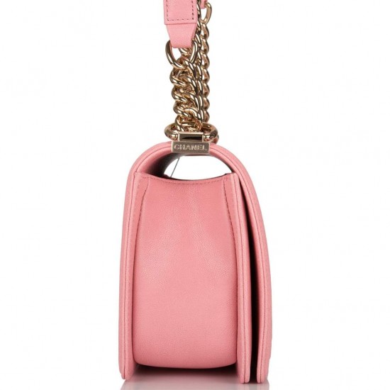 1Chanel Pink Quilted Caviar Medium Boy Bag Light Gold Hardware 1Chanel Pink Quilted Caviar Medium Boy Bag Light Gold Hardware