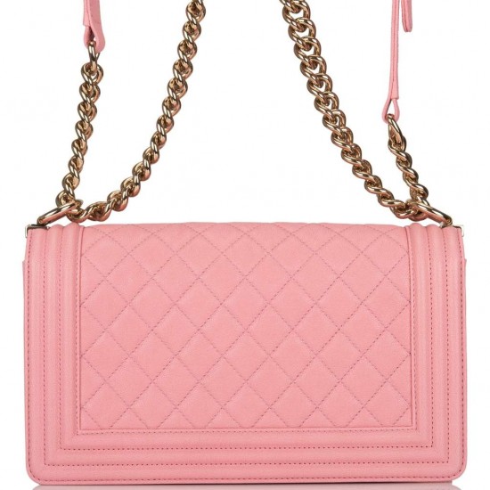 1Chanel Pink Quilted Caviar Medium Boy Bag Light Gold Hardware 1Chanel Pink Quilted Caviar Medium Boy Bag Light Gold Hardware