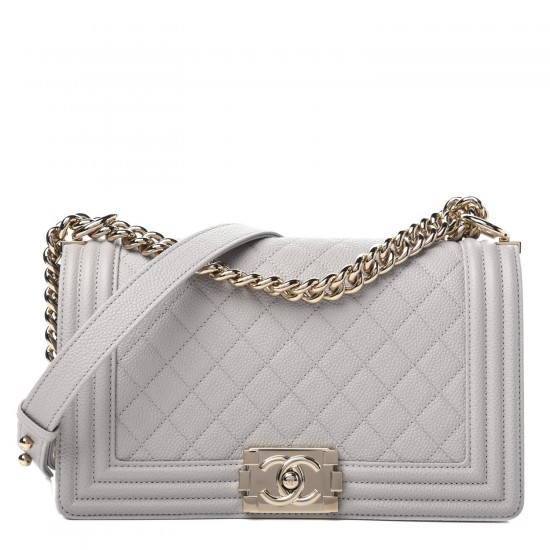 1CHANEL Caviar Quilted Medium Boy Flap Grey
