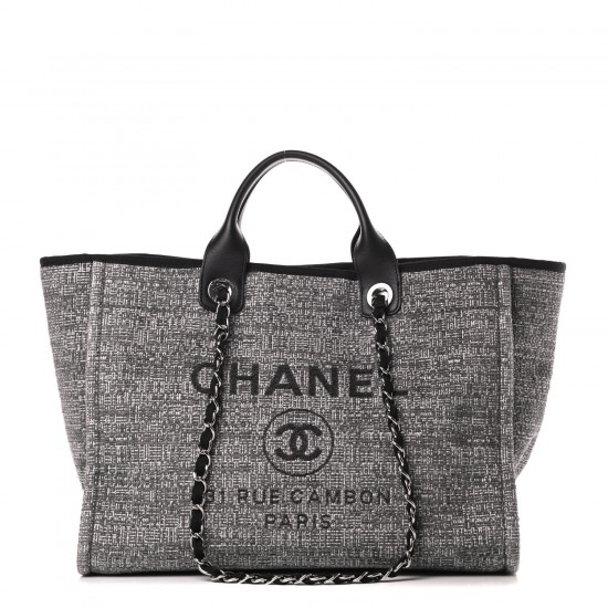 CHANEL Canvas Medium Deauville Tote Charcoal