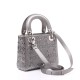 1DIOR Satin Crystal Cannage Mini Lady Dior Gray