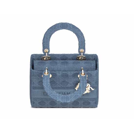 1DIOR Canvas Embroidered Cannage Medium Lady D-Lite Dark blue 1DIOR Canvas Embroidered Cannage Medium Lady D-Lite Dark blue