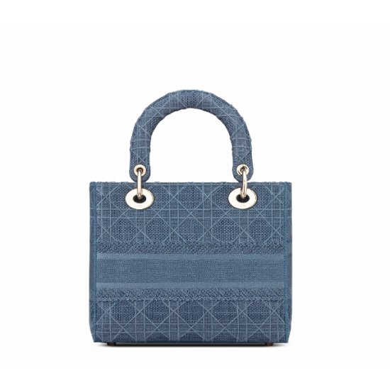 1DIOR Canvas Embroidered Cannage Medium Lady D-Lite Dark blue 1DIOR Canvas Embroidered Cannage Medium Lady D-Lite Dark blue