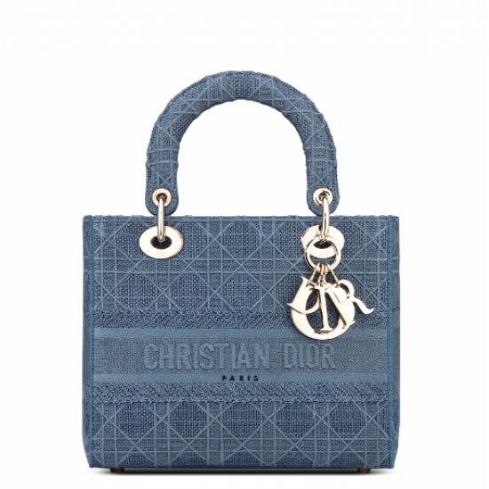 1DIOR Canvas Embroidered Cannage Medium Lady D-Lite Dark blue 1DIOR Canvas Embroidered Cannage Medium Lady D-Lite Dark blue