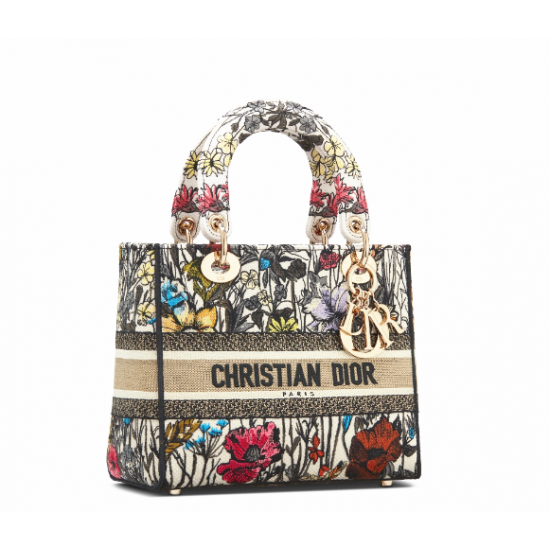 1Dior Lady D-Lite five-pattern embroidery garden flower handbag 1Dior Lady D-Lite five-pattern embroidery garden flower handbag