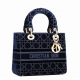 1DIOR velvet series deep blue five grid Lady bag 1DIOR velvet series deep blue five grid Lady bag