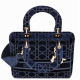 1DIOR velvet series deep blue five grid Lady bag 1DIOR velvet series deep blue five grid Lady bag