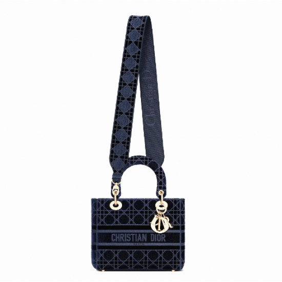 1DIOR velvet series deep blue five grid Lady bag 1DIOR velvet series deep blue five grid Lady bag
