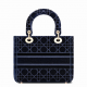 1DIOR velvet series deep blue five grid Lady bag 1DIOR velvet series deep blue five grid Lady bag