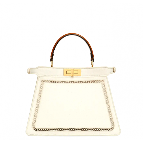 FENDI 1PEEKABOO ISEEU MEDIUM White canvas bag with embroidery FENDI 1PEEKABOO ISEEU MEDIUM White canvas bag with embroidery