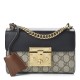 GUCCI 1GG Supreme Monogram Small Padlock Shoulder Bag Black GUCCI 1GG Supreme Monogram Small Padlock Shoulder Bag Black