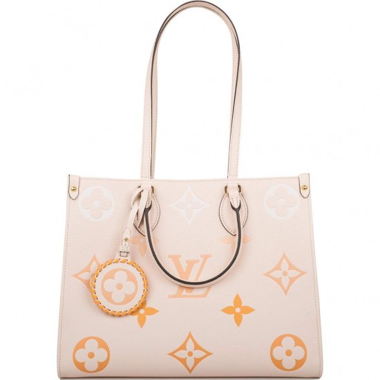 1Louis Vuitton Creme Saffron By The Pool Empreinte Giant Monogram OnTheGo MM 1Louis Vuitton Creme Saffron By The Pool Empreinte Giant Monogram OnTheGo MM