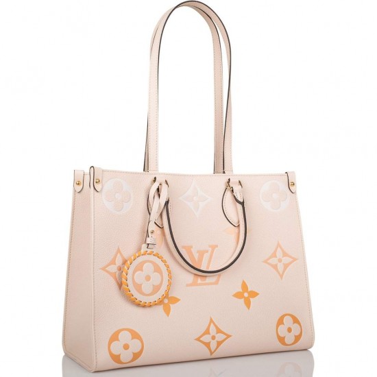 1Louis Vuitton Creme Saffron By The Pool Empreinte Giant Monogram OnTheGo MM 1Louis Vuitton Creme Saffron By The Pool Empreinte Giant Monogram OnTheGo MM