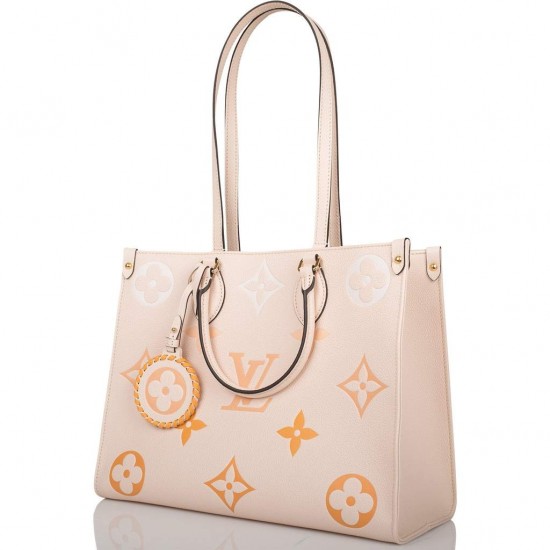 1Louis Vuitton Creme Saffron By The Pool Empreinte Giant Monogram OnTheGo MM 1Louis Vuitton Creme Saffron By The Pool Empreinte Giant Monogram OnTheGo MM
