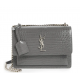 YSL Calfskin Crocodile Embossed Monogram Sunset Chain Wallet Marble gray YSL Calfskin Crocodile Embossed Monogram Sunset Chain Wallet Marble gray